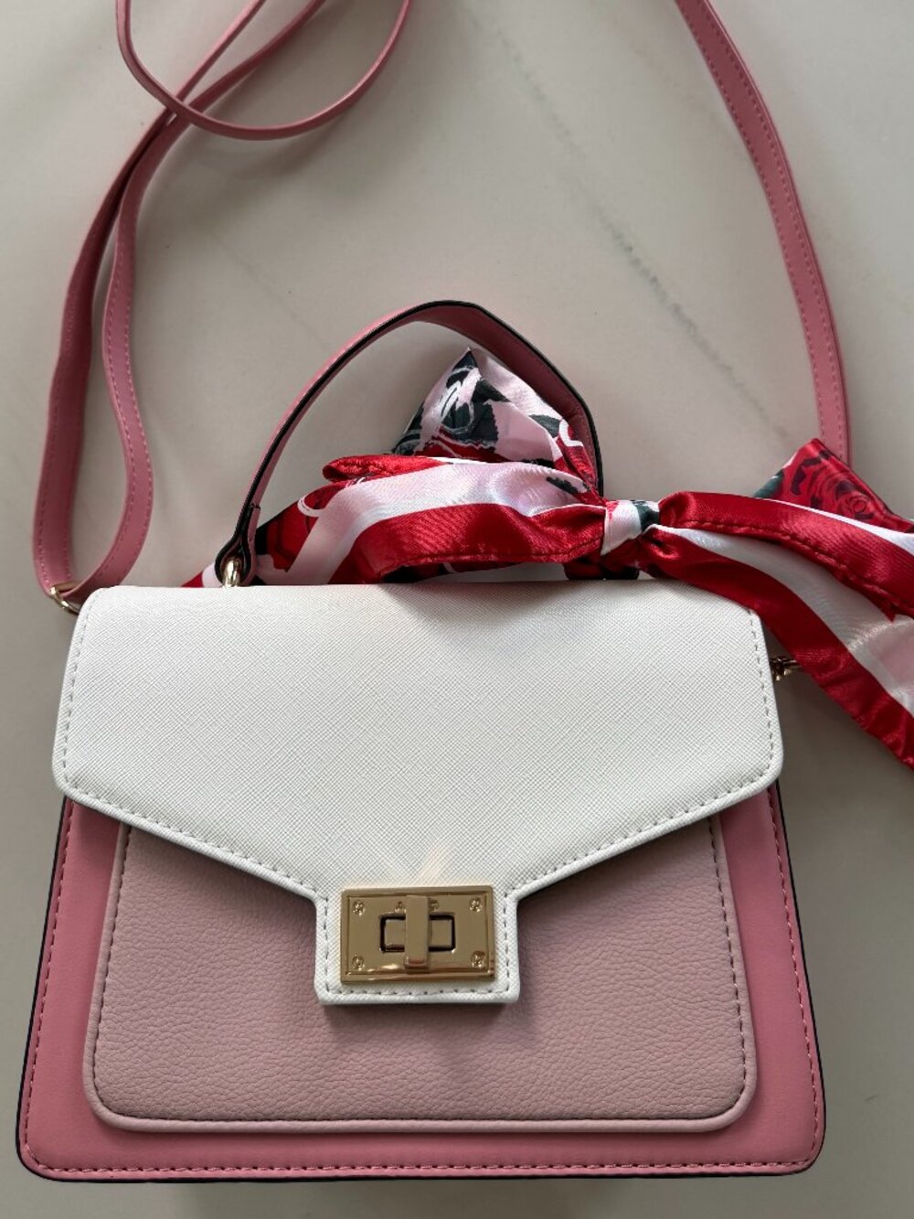 ALDO Color-block Structured Satchel Crossbody Bag Pink White